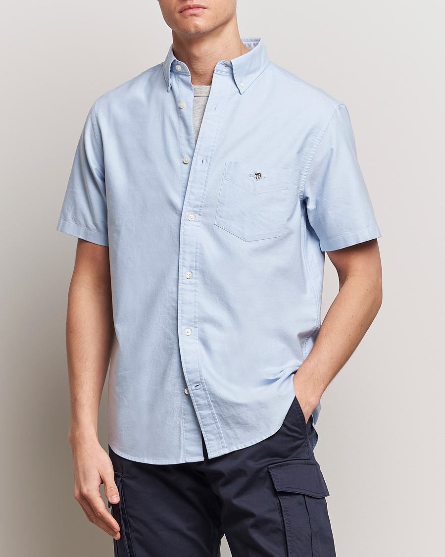 Herr | Kläder | GANT | Regular Short Sleeve Oxford Shirt Light Blue