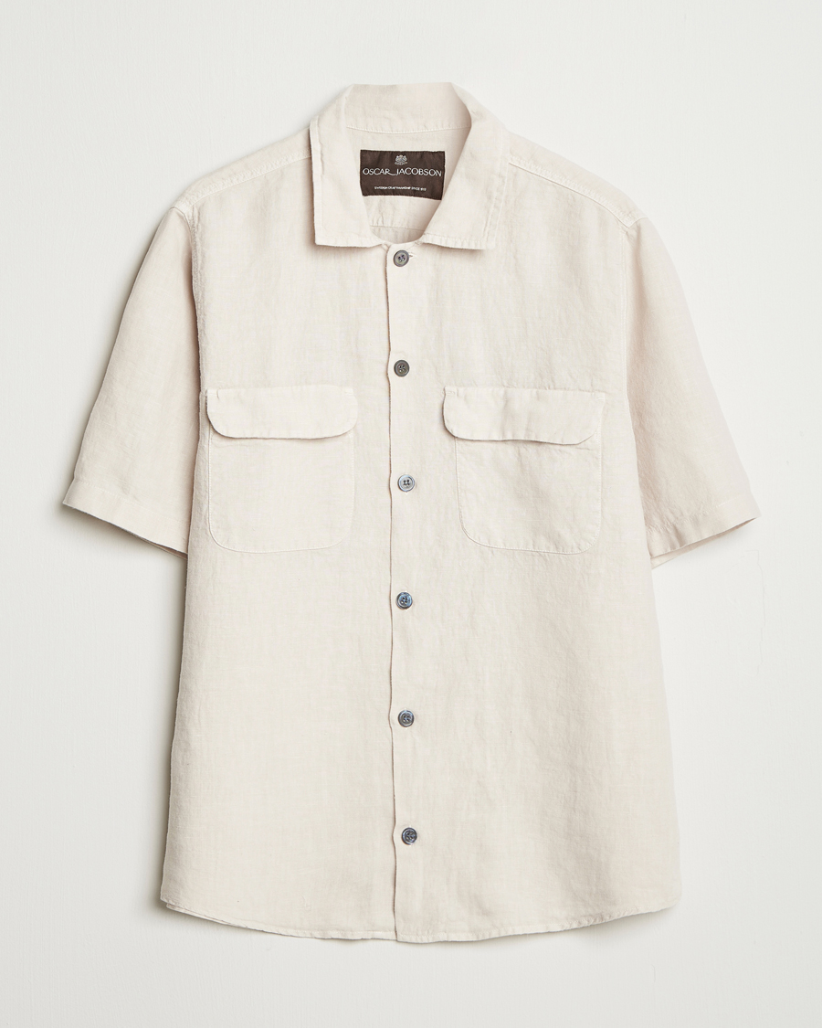 Herr | Skjortor | Oscar Jacobson | Reg Fit City Linen Shirt Cream