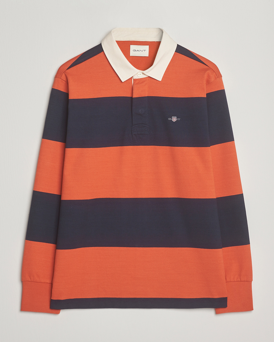 Herr | Tröjor | GANT | Striped Heavy Rugger Evening Blue