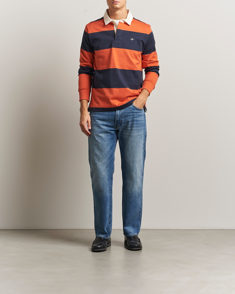 Herr | Tröjor | GANT | Striped Heavy Rugger Evening Blue