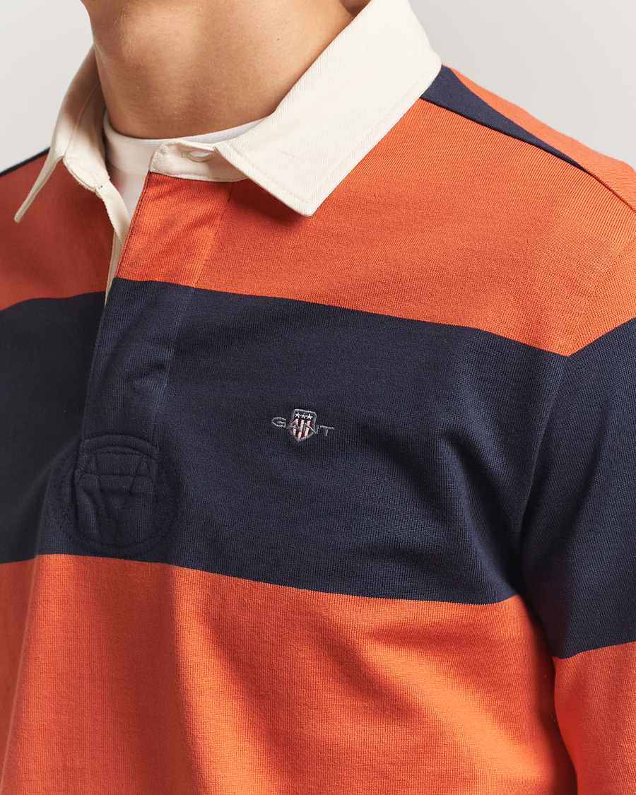 Herr | Tröjor | GANT | Striped Heavy Rugger Evening Blue
