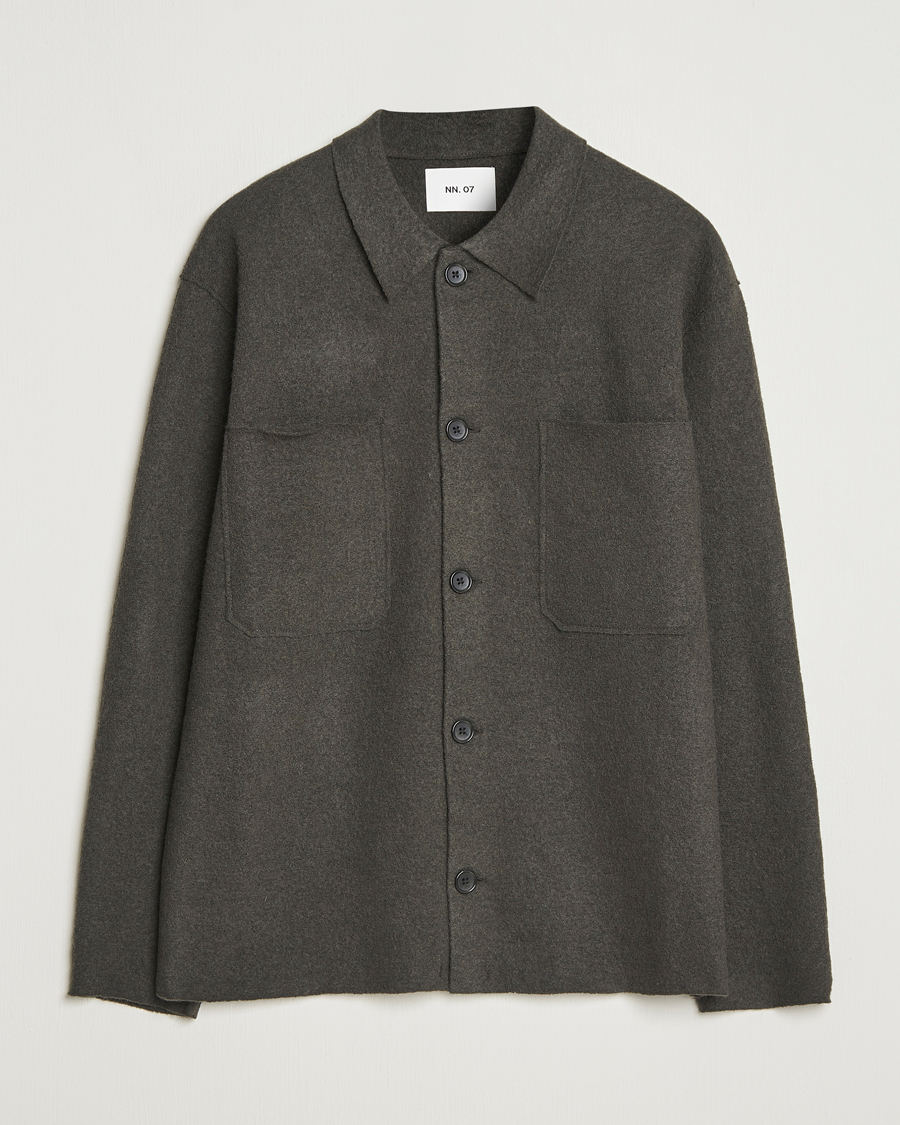 Herr | Tröjor | NN07 | Jonas Boiled Wool Cardigan Dark Army