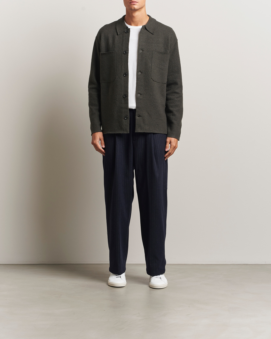 Herr | Tröjor | NN07 | Jonas Boiled Wool Cardigan Dark Army
