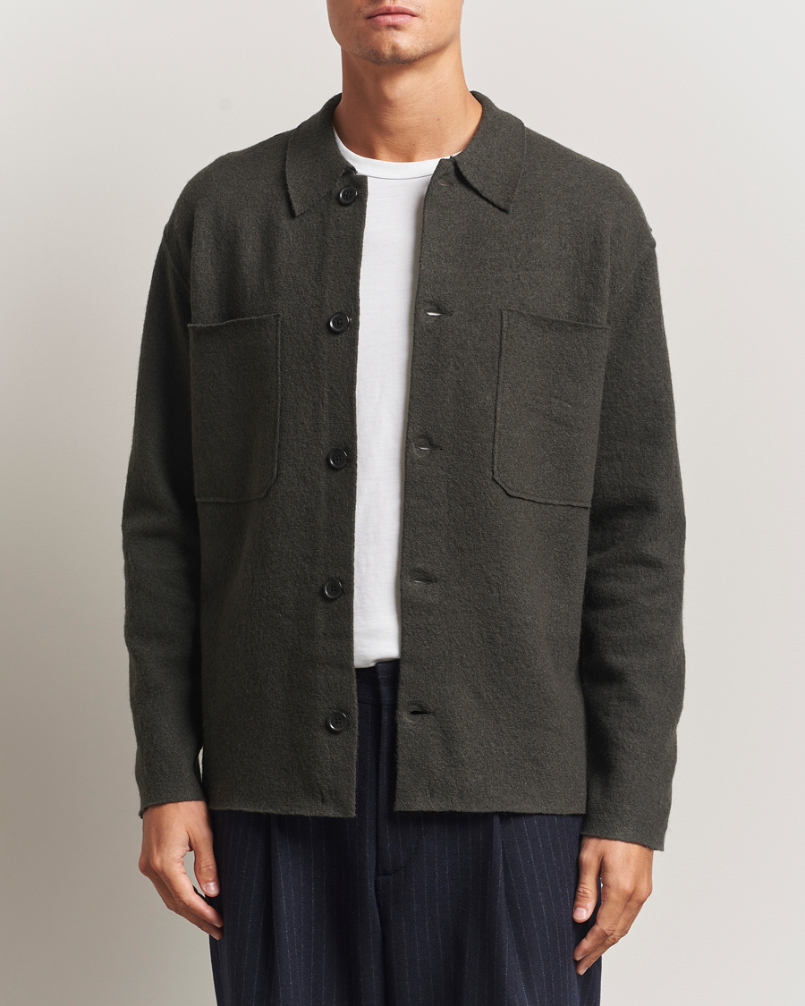 Herr | Tröjor | NN07 | Jonas Boiled Wool Cardigan Dark Army