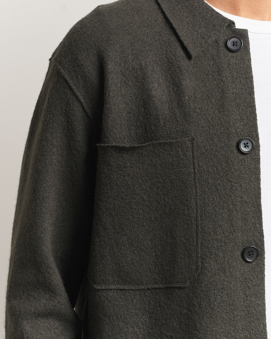 Herr | Tröjor | NN07 | Jonas Boiled Wool Cardigan Dark Army