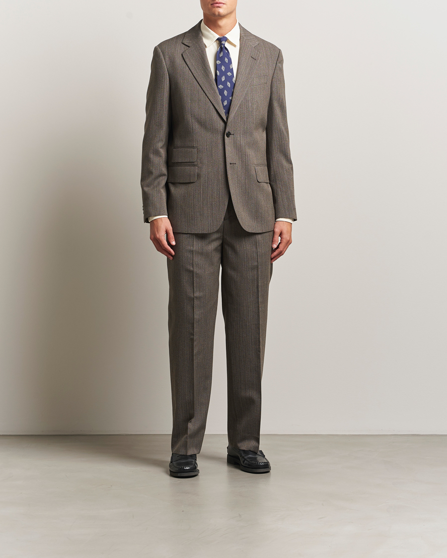 Herr | Byxor | GANT 240 Mulberry Street | Herringbone Suit Pants Deep Brown