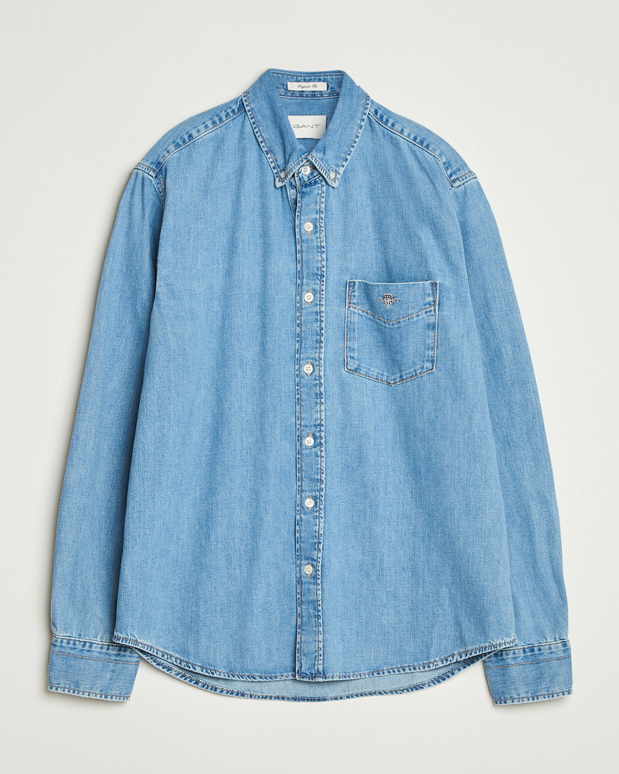 Herr | Skjortor | GANT | Regular Fit Denim Shirt Light Blue Worn In