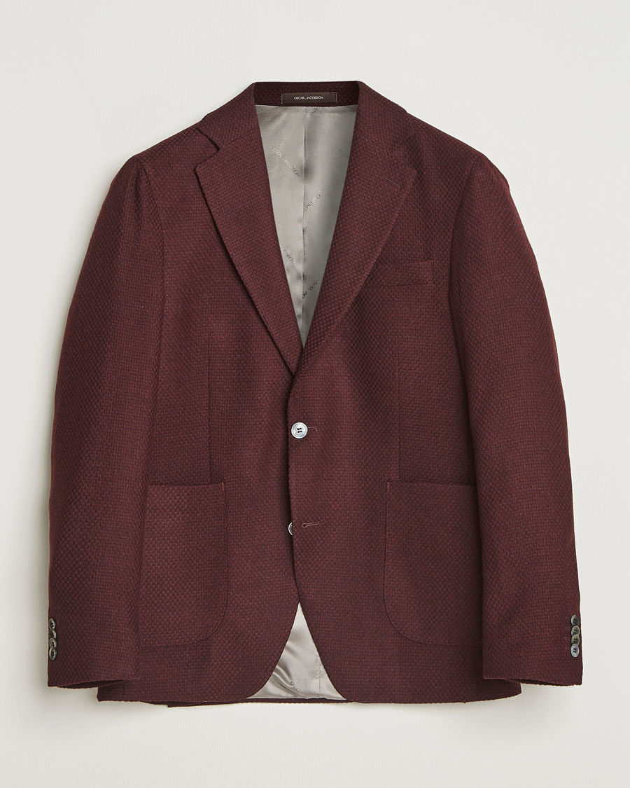 Herr | Kavajer | Oscar Jacobson | Fogerty Patch Structured Wool Blazer Wine