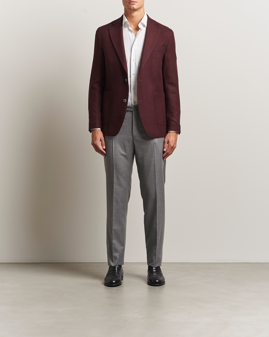 Herr | Kavajer | Oscar Jacobson | Fogerty Patch Structured Wool Blazer Wine
