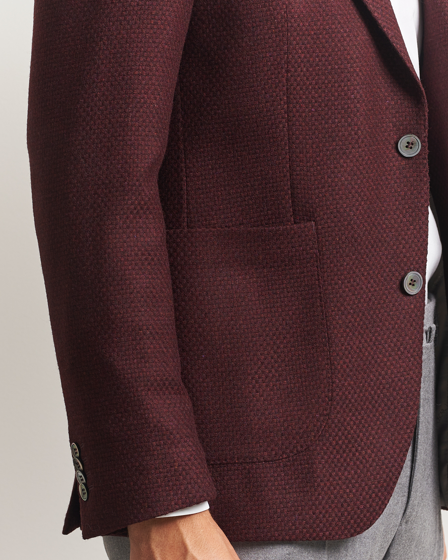 Herr | Kavajer | Oscar Jacobson | Fogerty Patch Structured Wool Blazer Wine