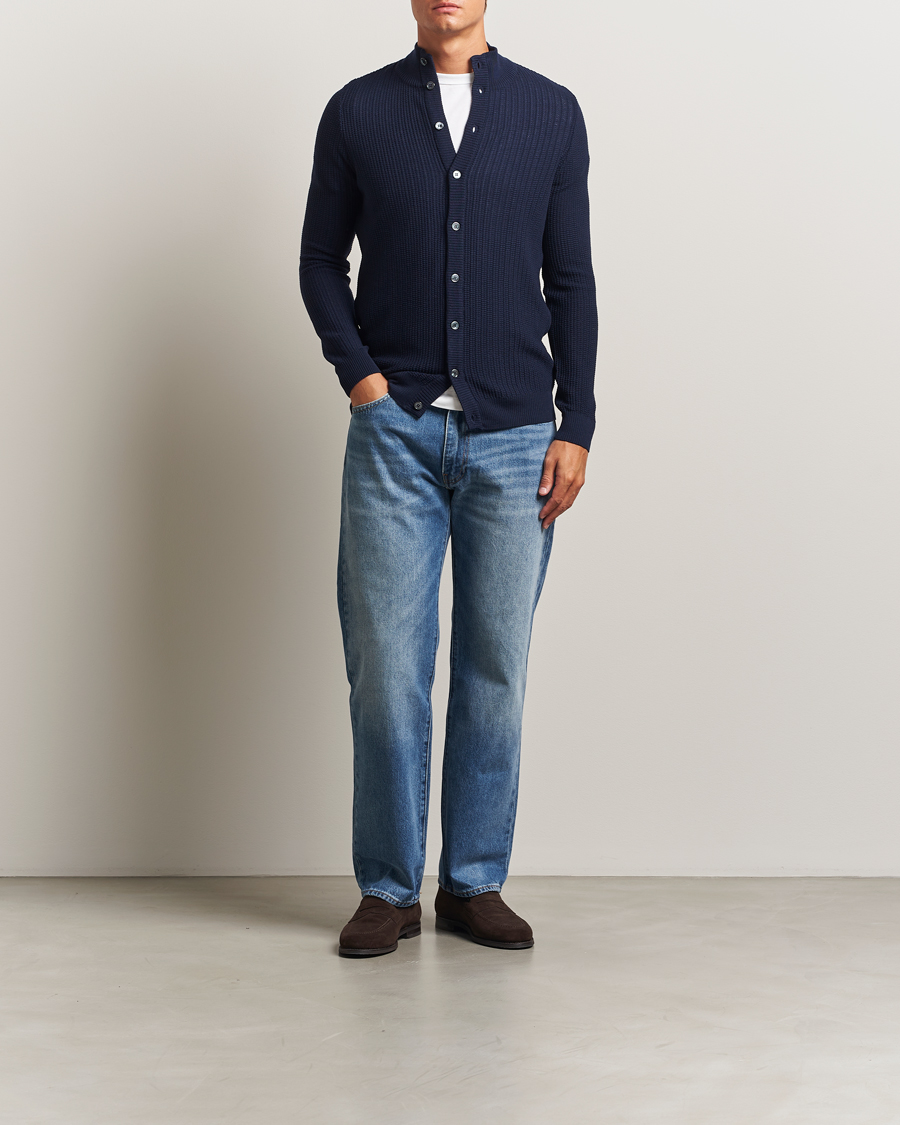 Herr | Tröjor | Stenströms | Knitted Structure Cardigan Navy
