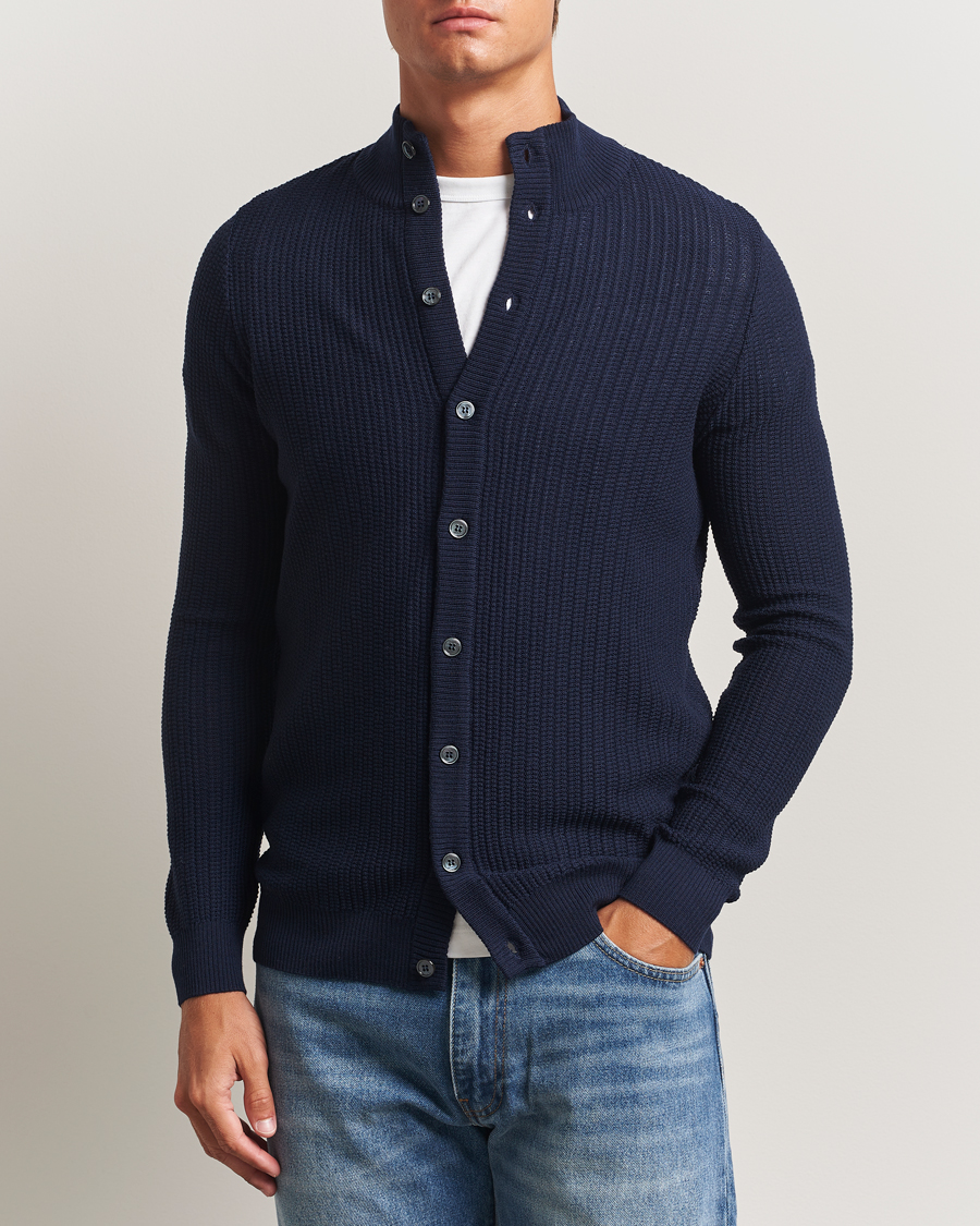 Herr | Tröjor | Stenströms | Knitted Structure Cardigan Navy