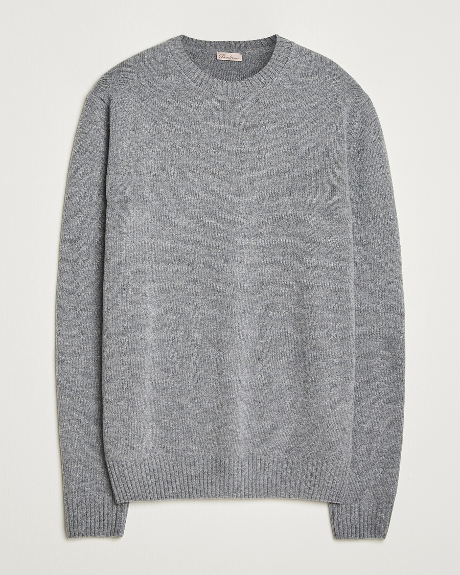 Herr | Tröjor | Stenströms | Brushed Merino Crew Neck Grey