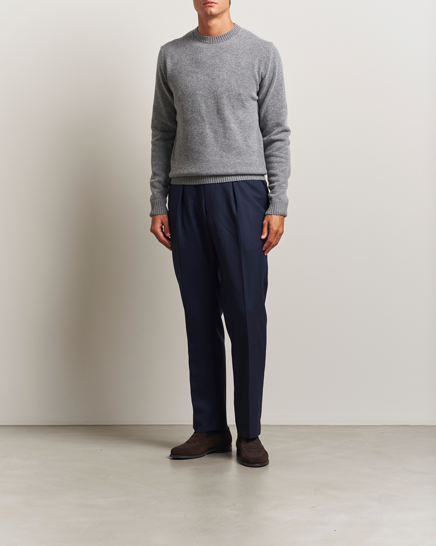 Herr | Tröjor | Stenströms | Brushed Merino Crew Neck Grey