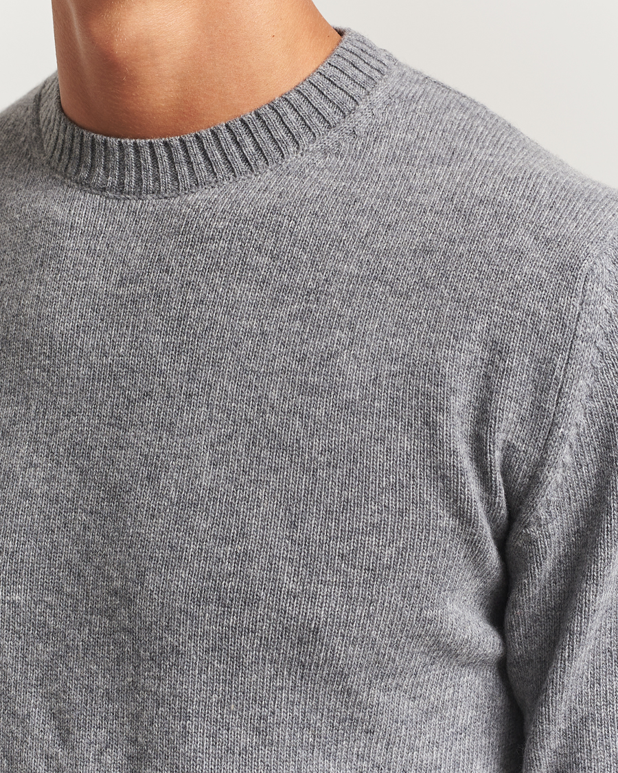 Herr | Tröjor | Stenströms | Brushed Merino Crew Neck Grey