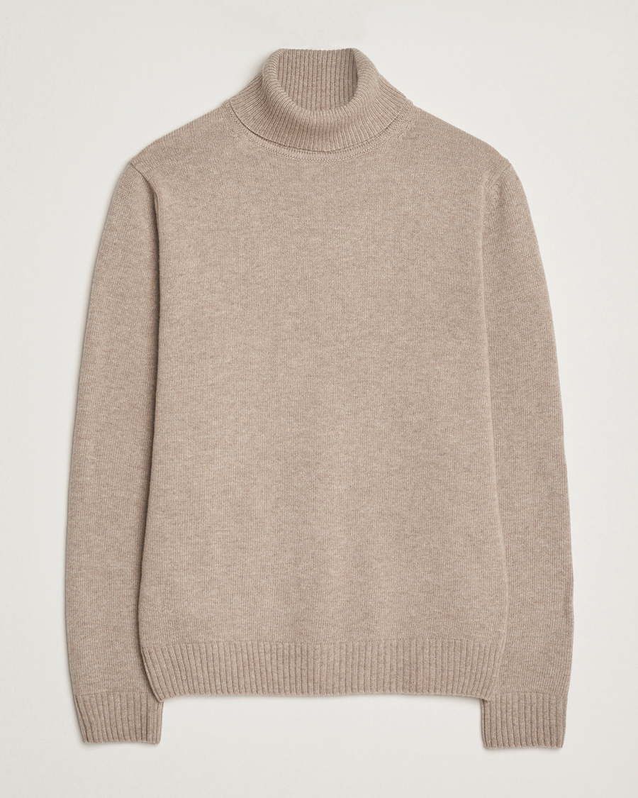 Herr | Tröjor | Stenströms | Brushed Merino Rollneck Light Brown
