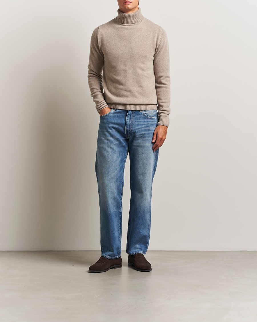 Herr | Tröjor | Stenströms | Brushed Merino Rollneck Light Brown