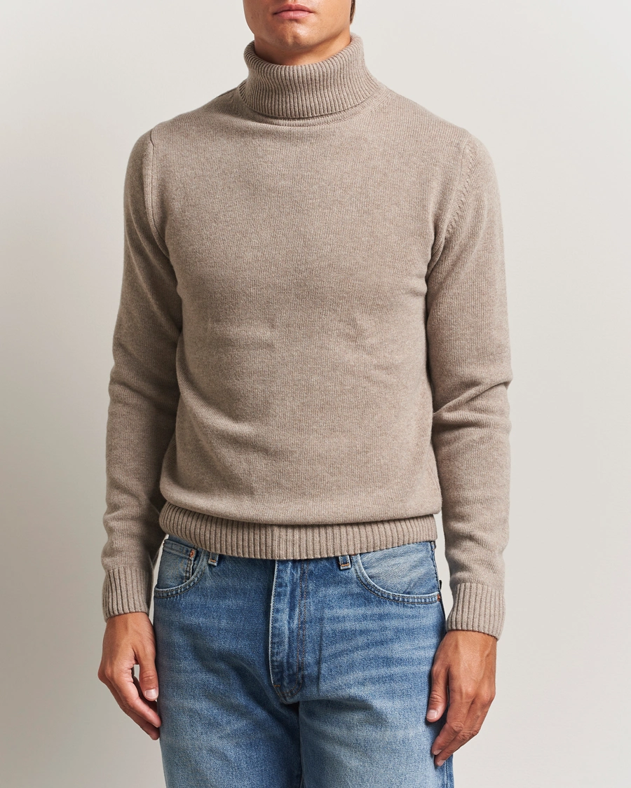 Herr | Tröjor | Stenströms | Brushed Merino Rollneck Light Brown