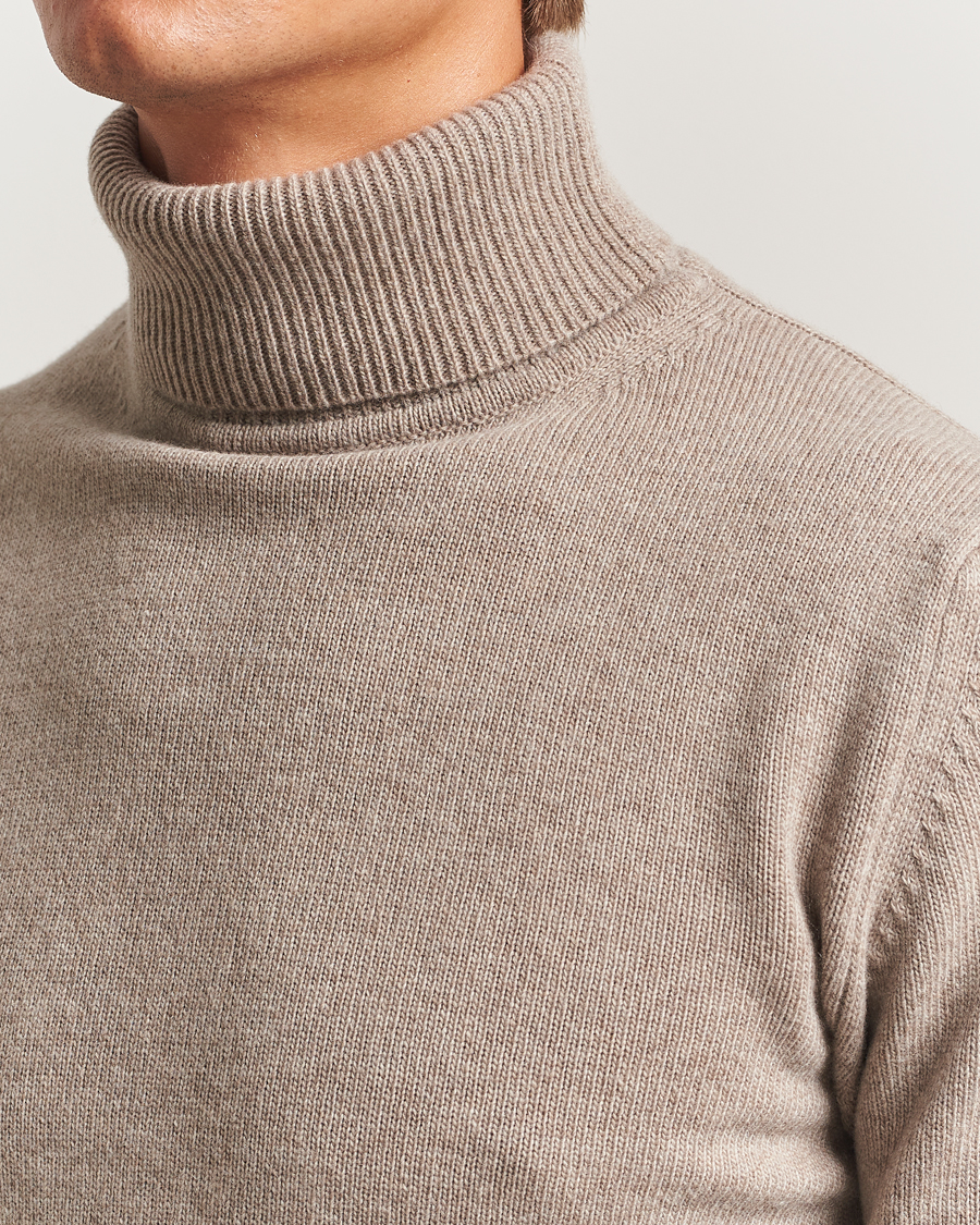 Herr | Tröjor | Stenströms | Brushed Merino Rollneck Light Brown