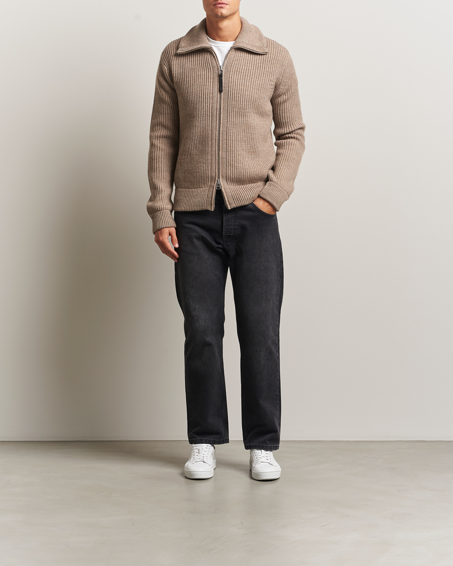 Herr | Tröjor | Tiger of Sweden | Niall Heavy Wool Full Zip Beige Melange