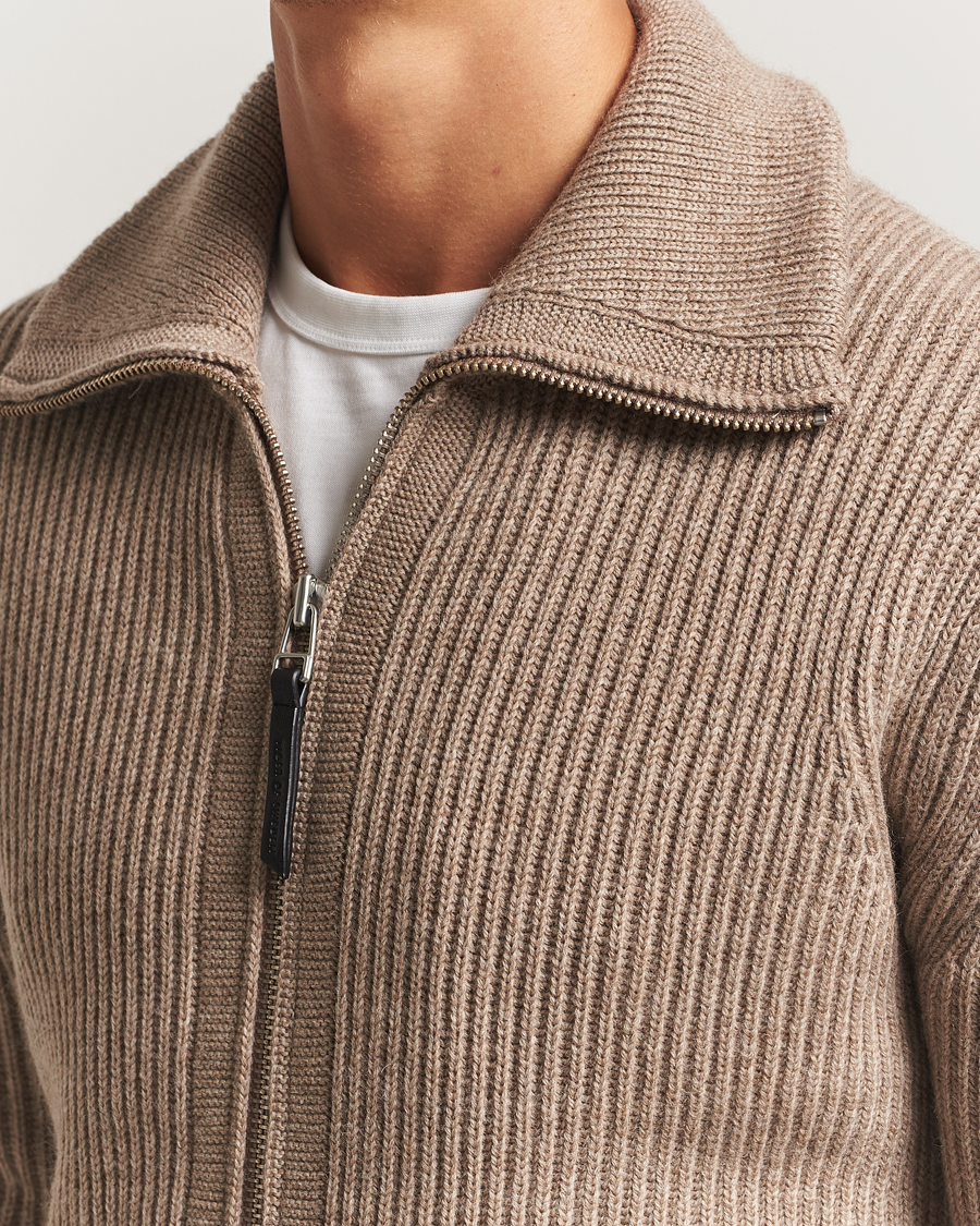 Herr | Tröjor | Tiger of Sweden | Niall Heavy Wool Full Zip Beige Melange