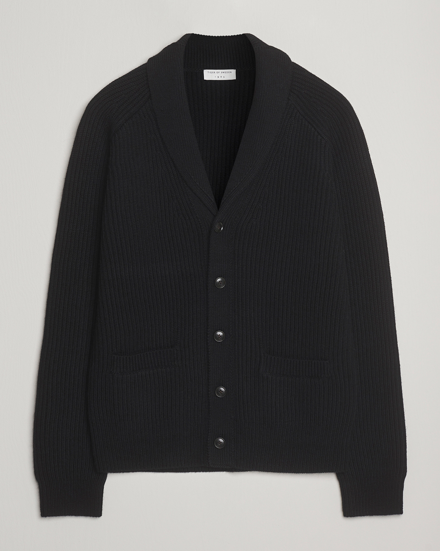 Herr | Tröjor | Tiger of Sweden | Lester Heavy Wool Cardigan Black
