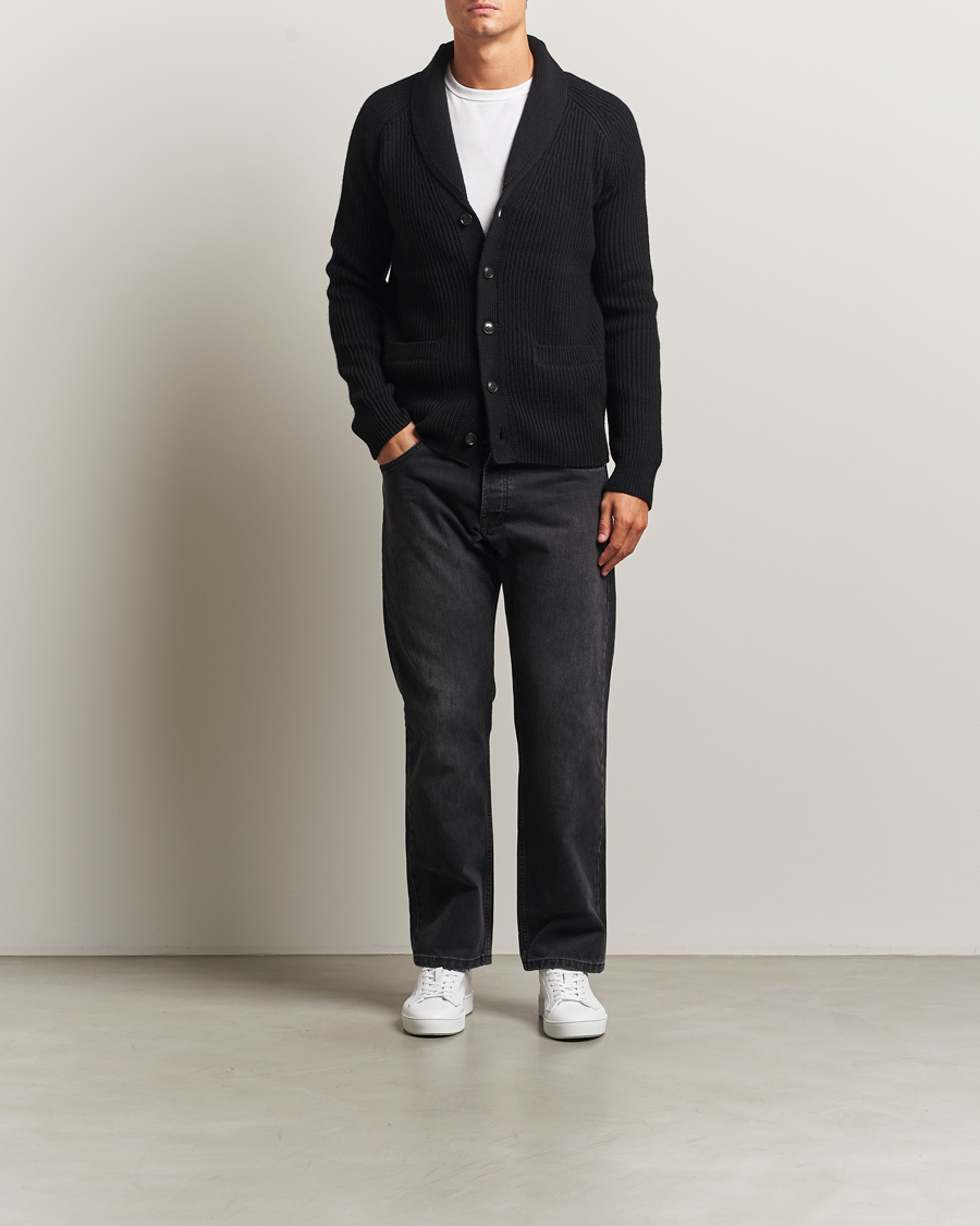 Herr | Tröjor | Tiger of Sweden | Lester Heavy Wool Cardigan Black