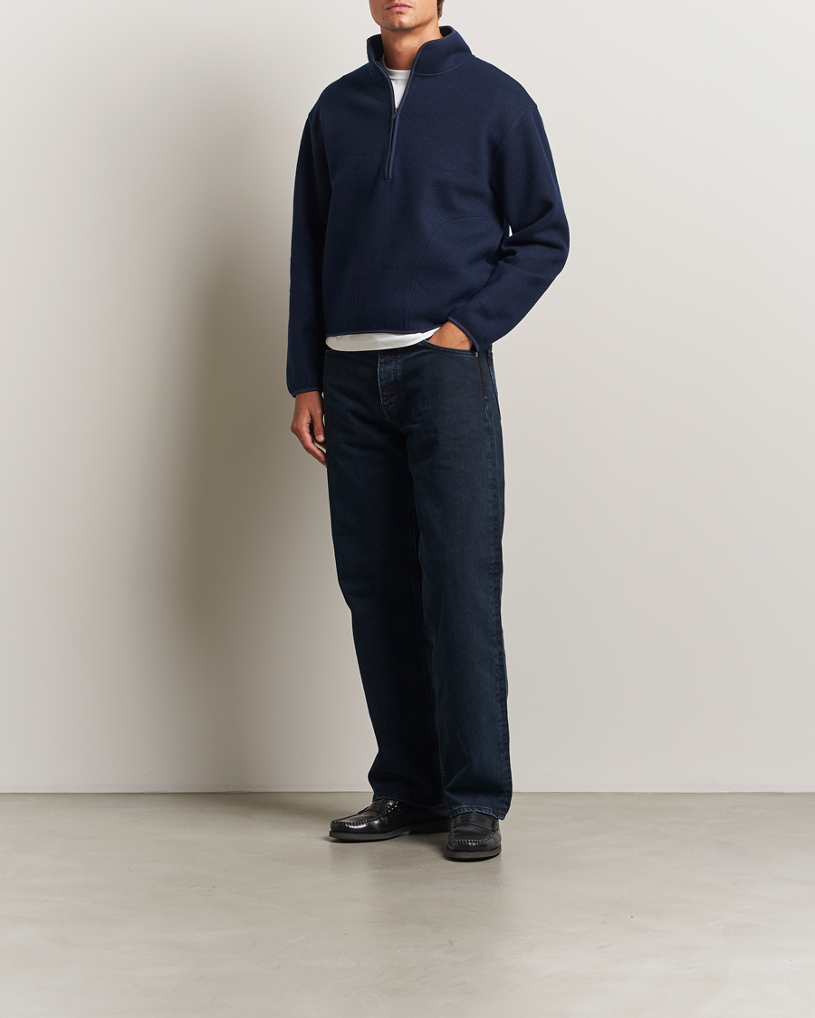 Herr | Tröjor | Sunflower | Wool Half Zip Navy
