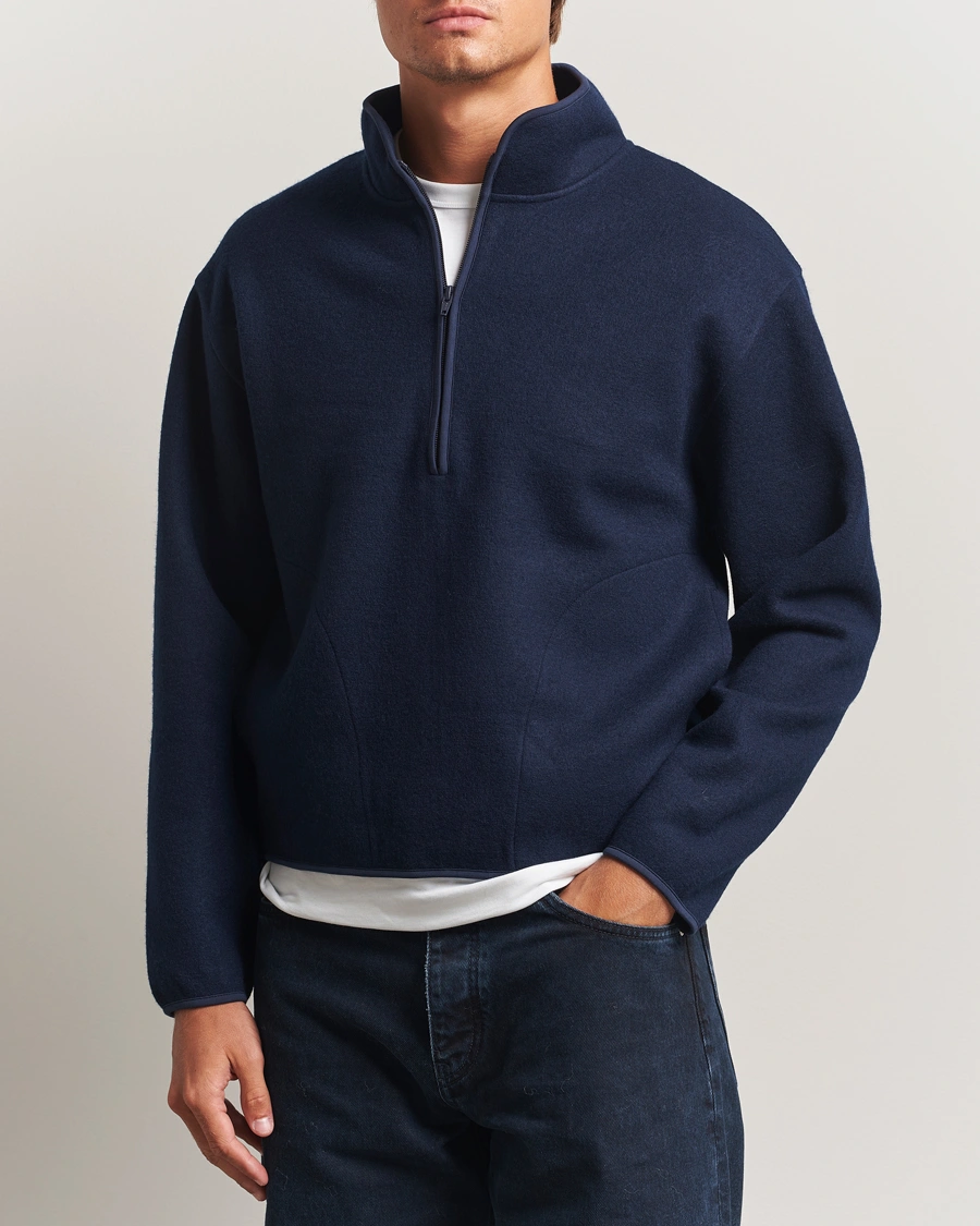 Herr | Tröjor | Sunflower | Wool Half Zip Navy