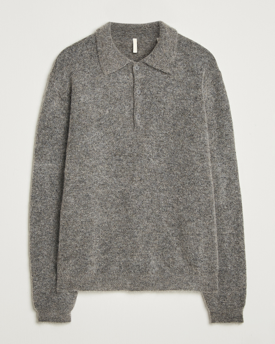 Herr | Tröjor | Sunflower | Mohair Knitted Polo Grey Melange