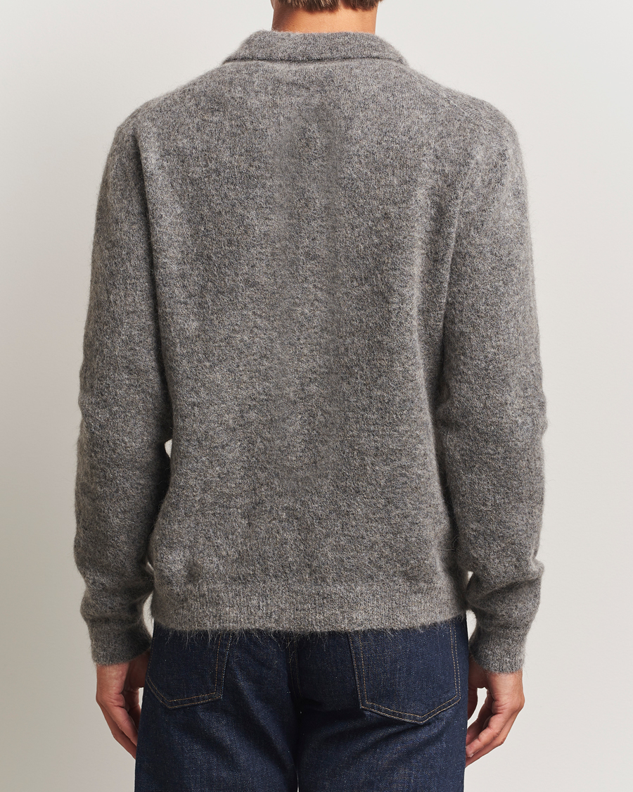 Herr | Tröjor | Sunflower | Mohair Knitted Polo Grey Melange