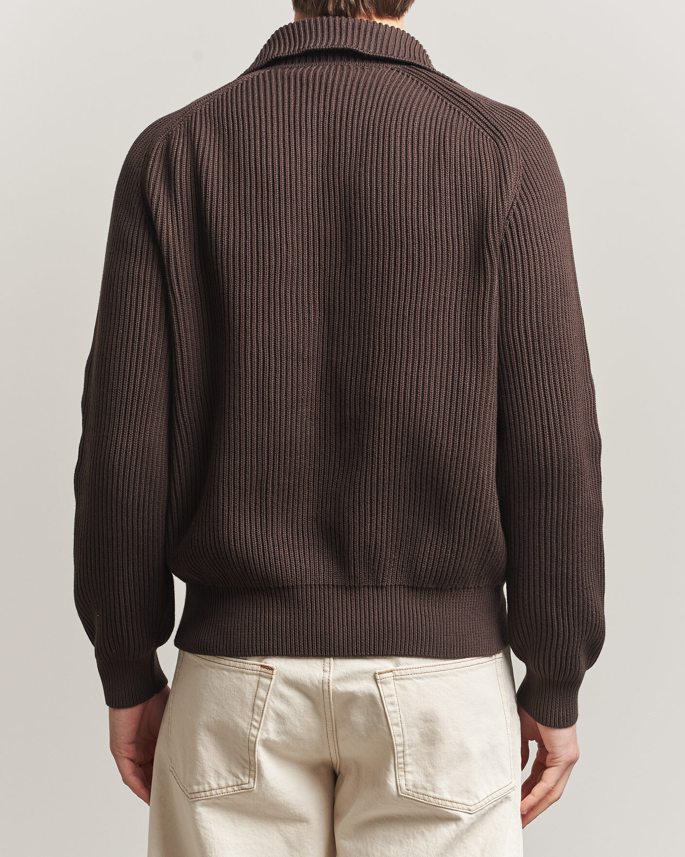 Herr | Tröjor | Altea | Cotton Rib Cardigan Jacket Dark Brown