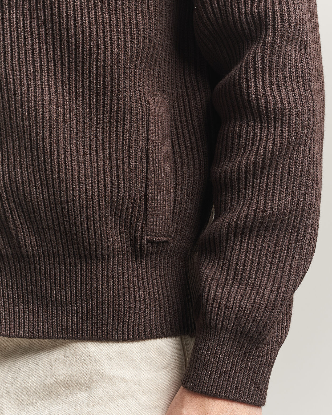 Herr | Tröjor | Altea | Cotton Rib Cardigan Jacket Dark Brown