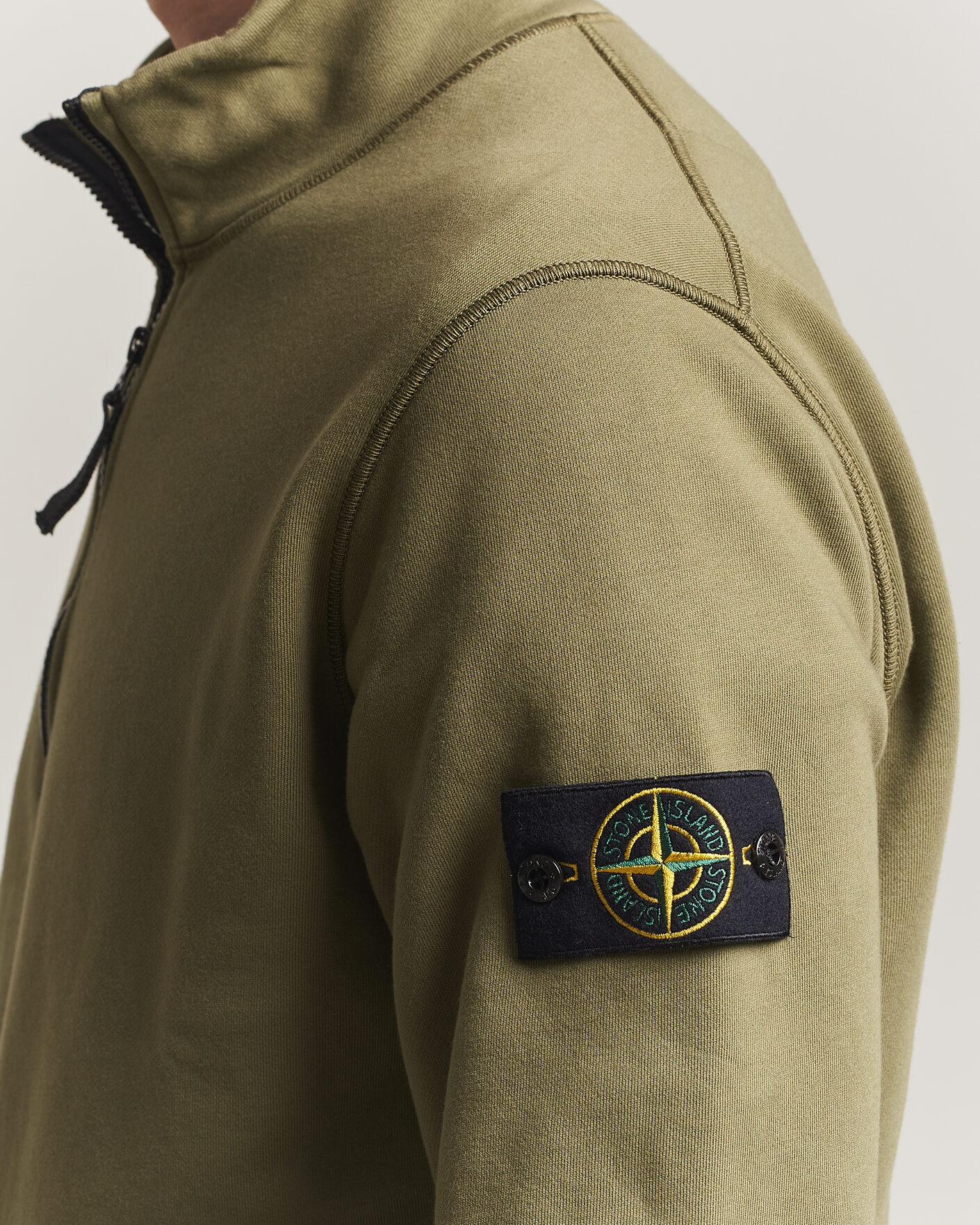 Herr | Tröjor | Stone Island | Garment Dyed Fleece Half Zip Military Green