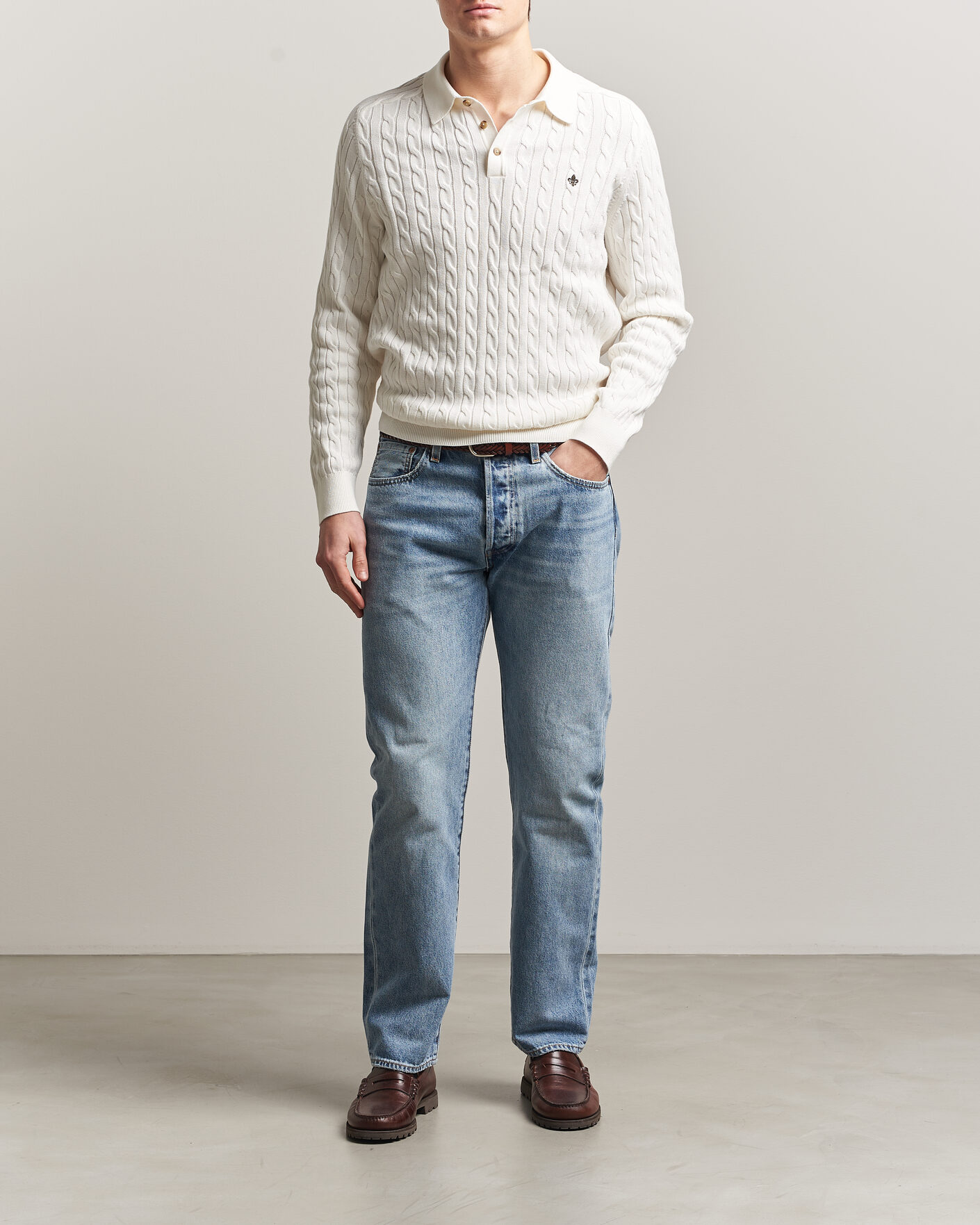 Herr | Tröjor | Morris | Lancaster Cable Polo Off White