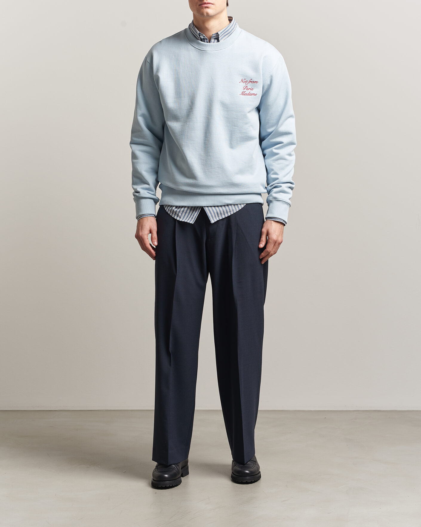 Herr | Tröjor | Drôle de Monsieur | Slogan Cursive Sweatshirt Light Blue