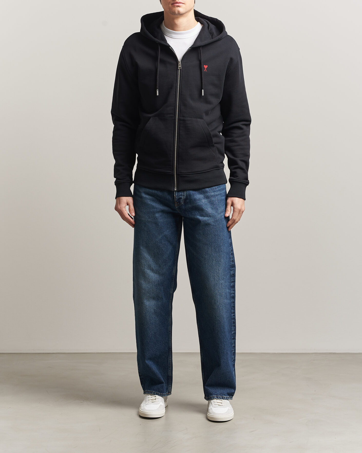 Herr | Tröjor | AMI | Heart Logo Full Zip Hoodie Black