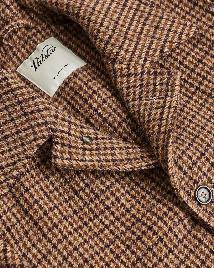 Herr | Valstar Wool Overcoat Brown Houndstooth 50 | Pre-owned | Valstar Wool Overcoat Brown Houndstooth 50