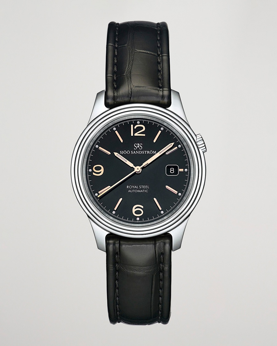 Herr | Läderarmband | Sjöö Sandström | Royal Steel Classic 41mm Black and Black Alligator