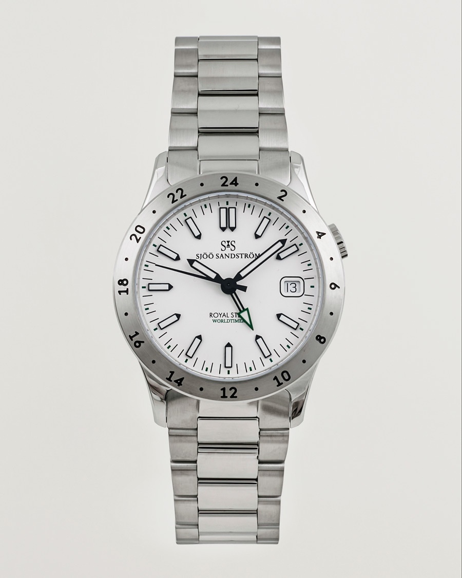 Herr | Klockor | Sjöö Sandström | Royal Steel Worldtimer 36mm White with Steel