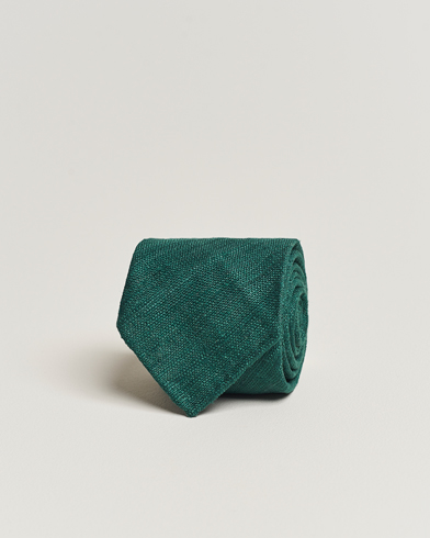  Silk Tussah Handrolled Tie Green