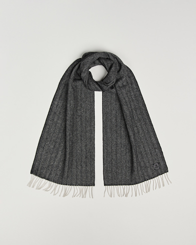 Amanda Christensen Wool Herringbone Scarf Black – Svart