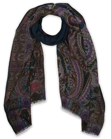  Wool/Yak Paisley Scarf Blue