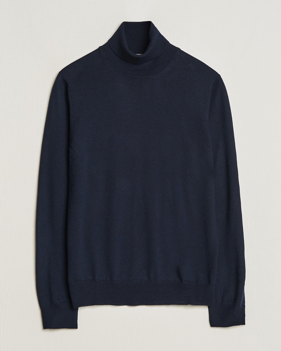 Gran Sasso Merino Fashion Fit Rollneck Navy – Blå