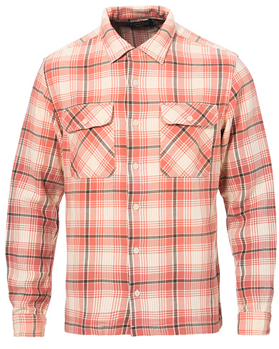 RRL Cotton Plaid Shirt Dusty Red hos CareOfCarl.se