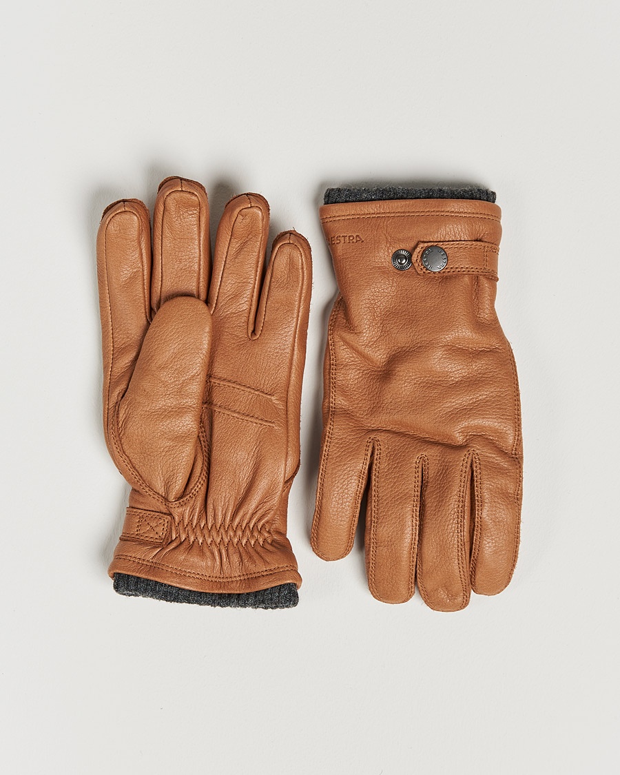 Herr | Handskar | Hestra | Utsjö Fleece Liner Buckle Elkskin Glove Cognac