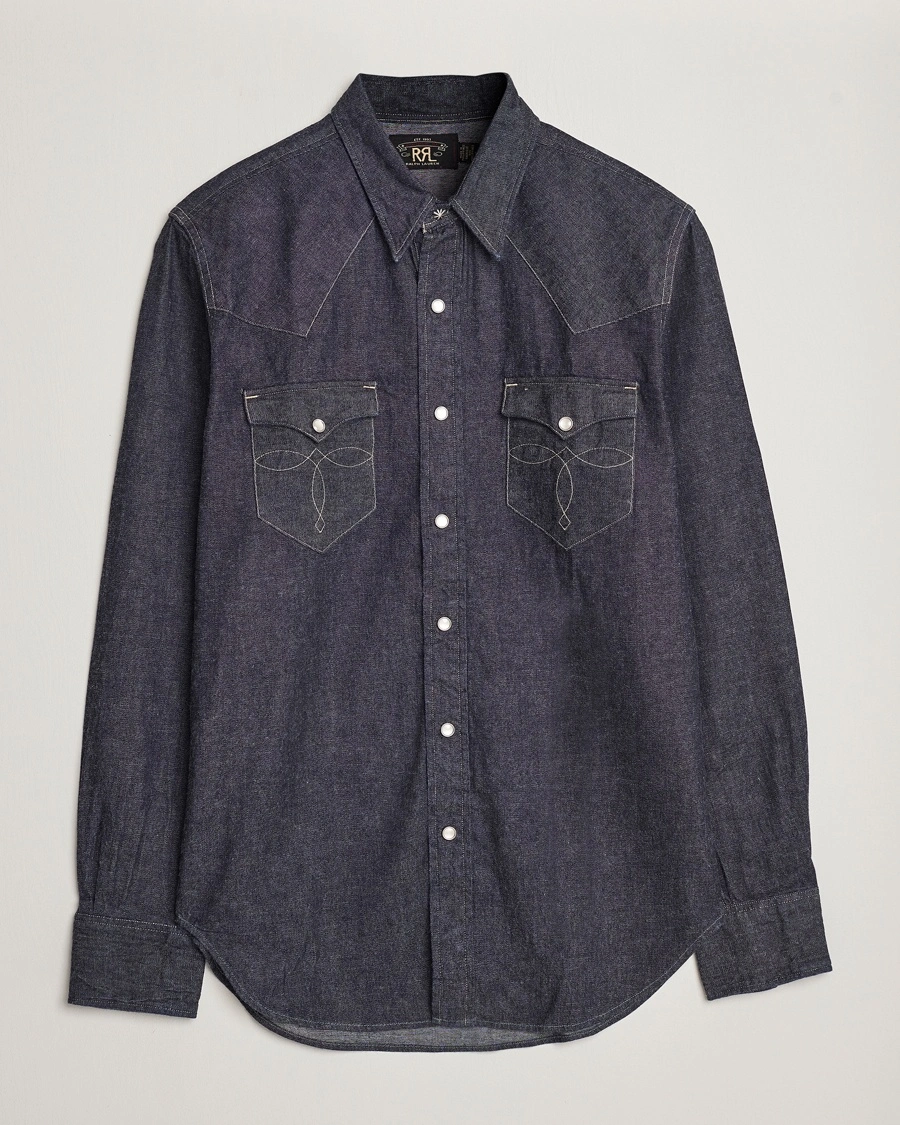 RRL Buffalo Western Shirt Rinse – Blå