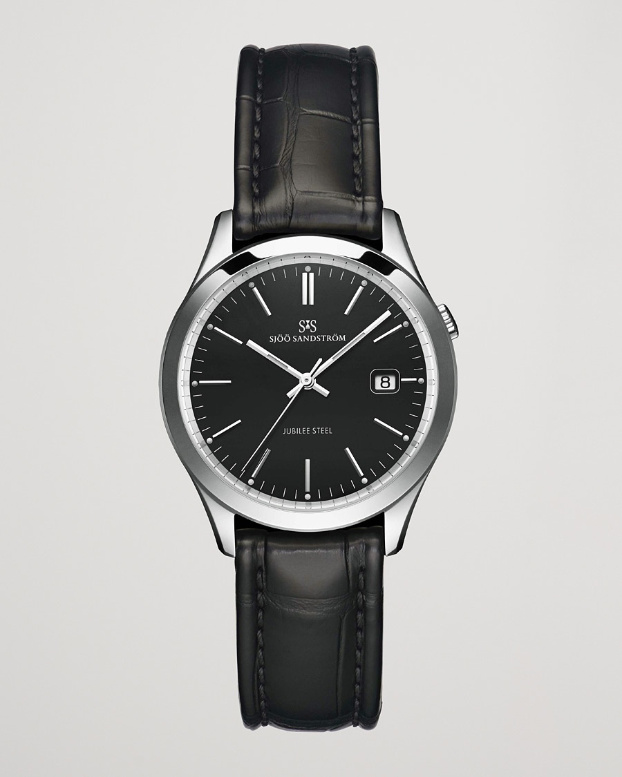 Herr | Läderarmband | Sjöö Sandström | Jubilee Steel Quartz 40mm Black/Black Calf