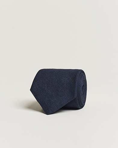  Hopsack Linen 8cm Tie Navy