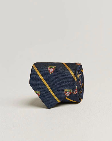  Crest Striped Tie Navy